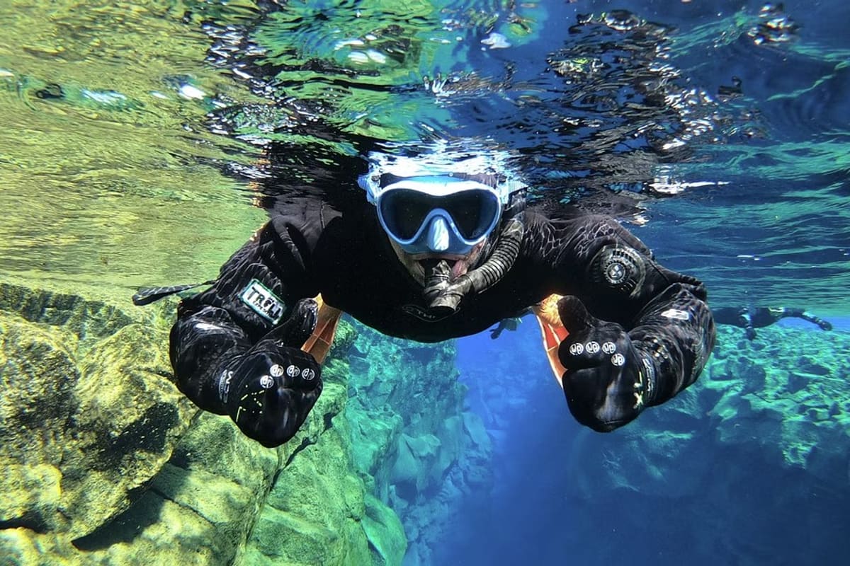 Snorkeling in Silfra, Iceland